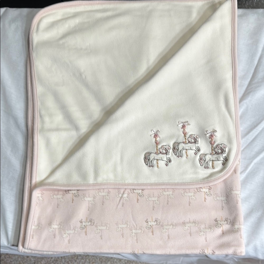 Vintage Gymboree Baby Blanket with Carousel Horse Design
